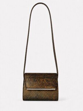 Vintage Bronze Snakeskin Crossbody Bag Metallic Evening Clutch Purse